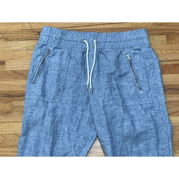 Athleta Cabo Women's 8P Blue Pant Linen Jogger Chambray Tapered Resort Travel - Picture 3 of 10